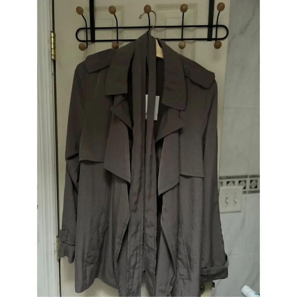 Women's Gap Gray Lightweight Belted Trench Jacket